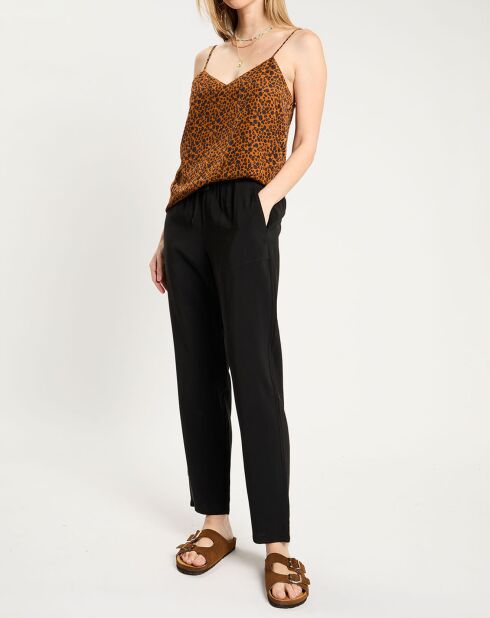 Caraco bi-matière imprimé marron