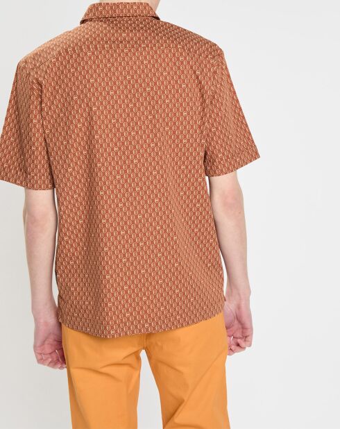 Dunkelorangefarbenes Hemd mit Hexagon-Print