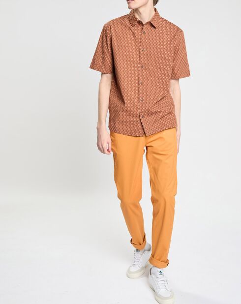 Dunkelorangefarbenes Hemd mit Hexagon-Print