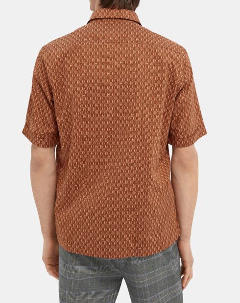 Dunkelorangefarbenes Hemd mit Hexagon-Print