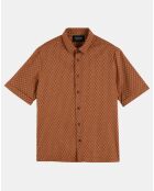 Chemise Print Hexagone orange foncé