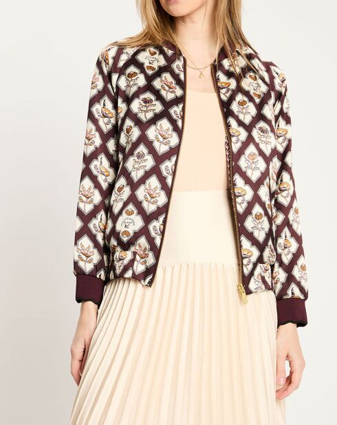 Bombers réversible Encart à Fleurs marron