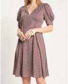 Robe Micro Print rouge foncé