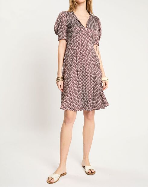 Robe Micro Print rouge foncé