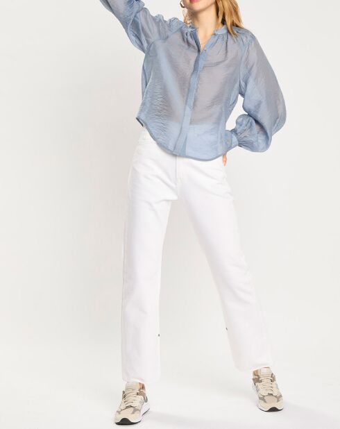 Chemise Manches Ballons Plissée bleue
