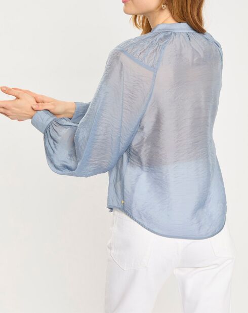 Chemise Manches Ballons Plissée bleue