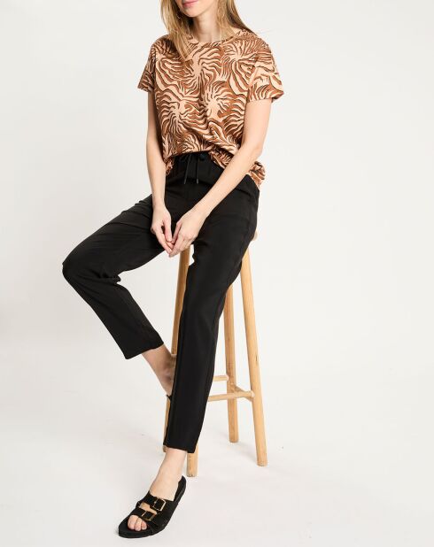 T-Shirt print corail marron