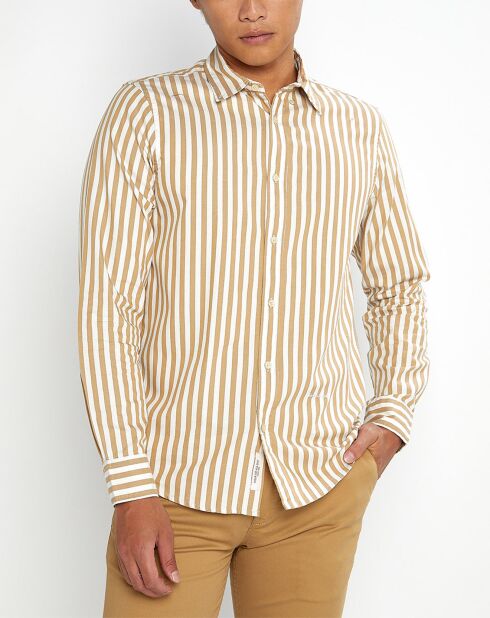 Chemise Oxford Rayée Coton Organic blanc/beige