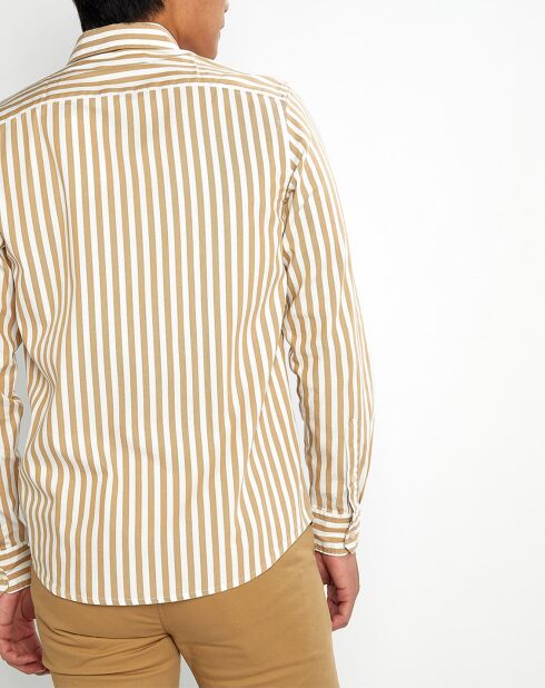 Chemise Oxford Rayée Coton Organic blanc/beige