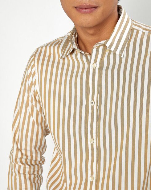 Chemise Oxford Rayée Coton Organic blanc/beige