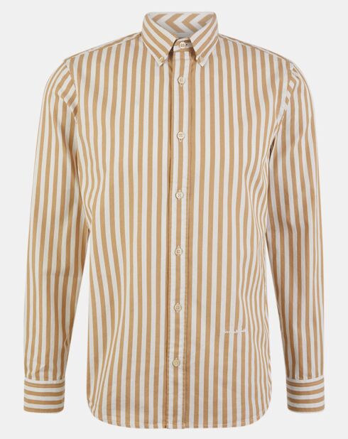 Chemise Oxford Rayée Coton Organic blanc/beige