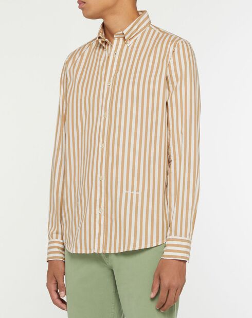 Chemise Oxford Rayée Coton Organic blanc/beige