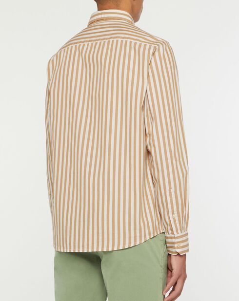 Chemise Oxford Rayée Coton Organic blanc/beige