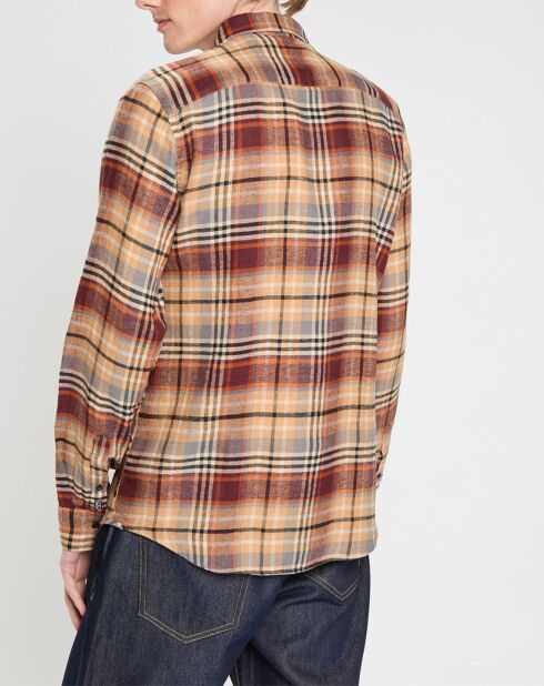 Chemise 100% Lin à carreaux Aspet Flannel marron