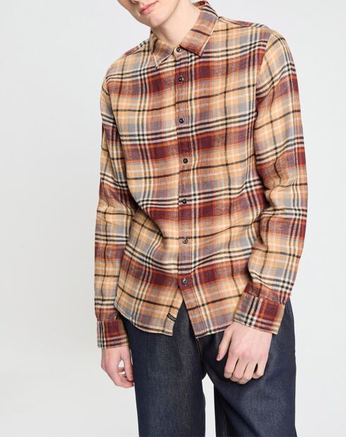 Chemise 100% Lin à carreaux Aspet Flannel marron