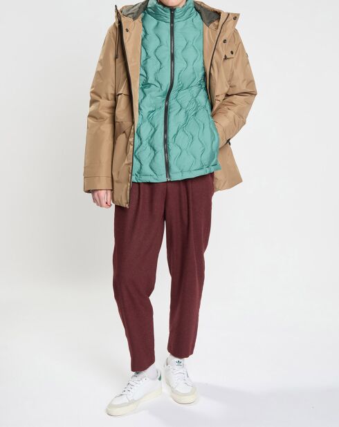 Pantalon Chino Loose Pince Laine mélangée Ceinturé bordeaux