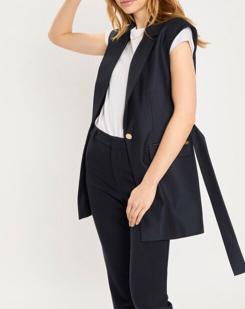 Gilet blazer sans manches bleu foncé