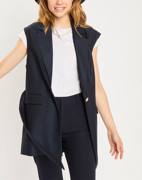Gilet blazer sans manches bleu foncé