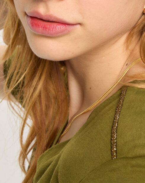 T-Shirt Lurex Epaule kaki