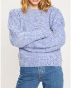 Pull Col Rond Epaulette bleu