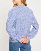 Pull Col Rond Epaulette bleu