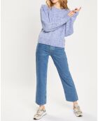 Pull Col Rond Epaulette bleu
