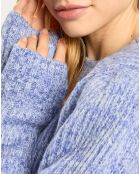Pull Col Rond Epaulette bleu