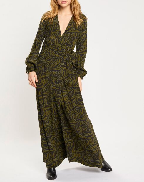 Robe Maxi Print Zèbre noir/vert