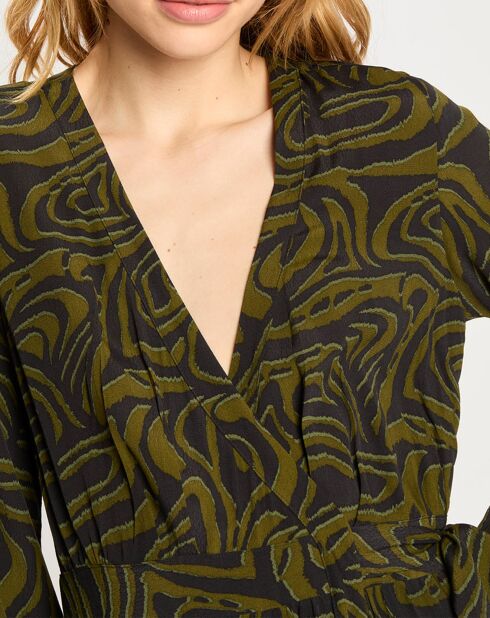 Robe Maxi Print Zèbre noir/vert