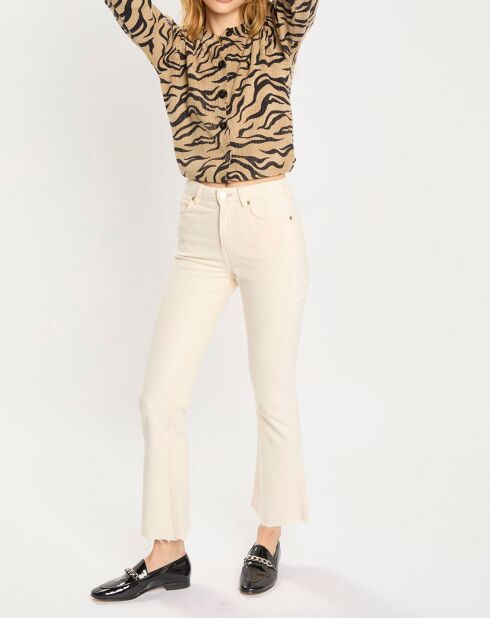 Jean en Coton Bio mélangé Flare The Kick Cropped écru