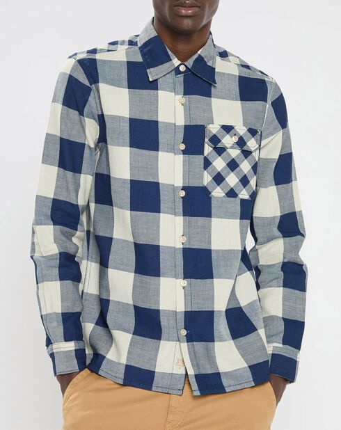 Chemise Regular Fit à carreaux bleu/écru