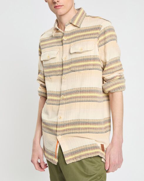 Sovracamicia testurizzata beige Regular Fit 100% cotone biologico