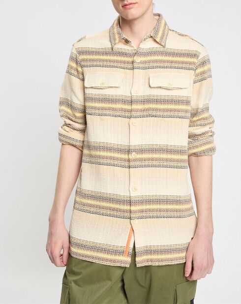 Sovracamicia testurizzata beige Regular Fit 100% cotone biologico