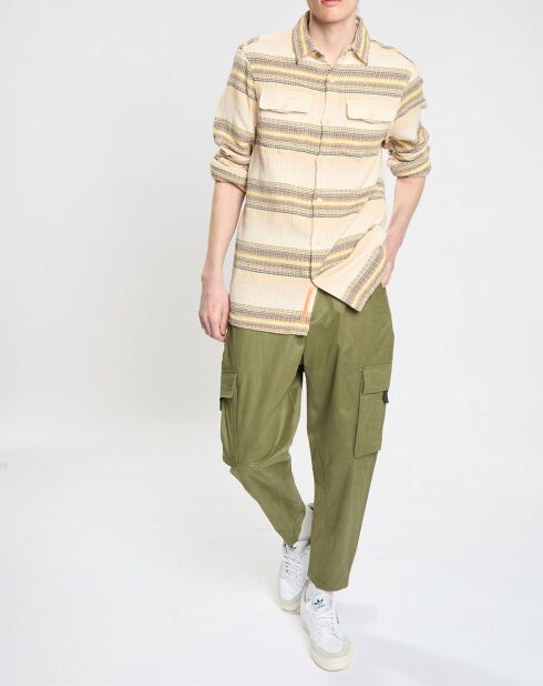 Sovracamicia testurizzata beige Regular Fit 100% cotone biologico