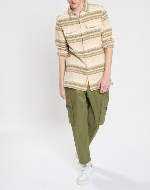 Sovracamicia testurizzata beige Regular Fit 100% cotone biologico