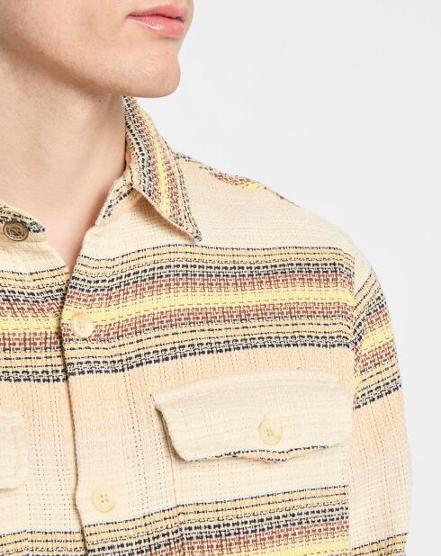 Sovracamicia testurizzata beige Regular Fit 100% cotone biologico