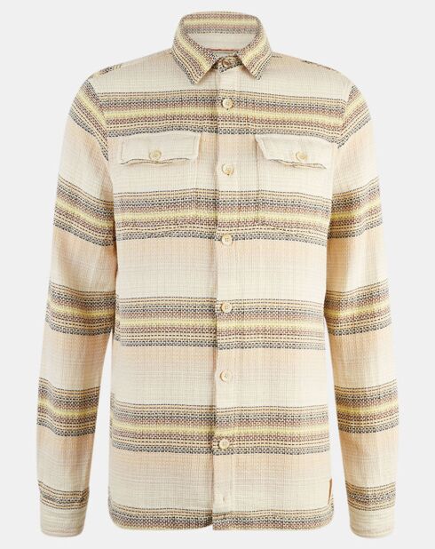 Sovracamicia testurizzata beige Regular Fit 100% cotone biologico