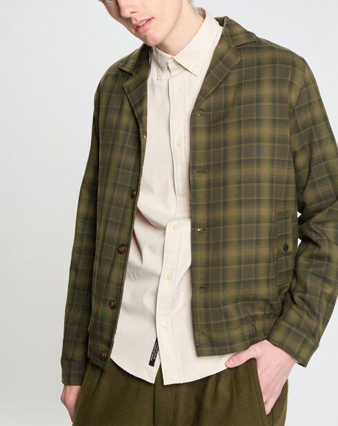 Blouson court à carreaux kaki