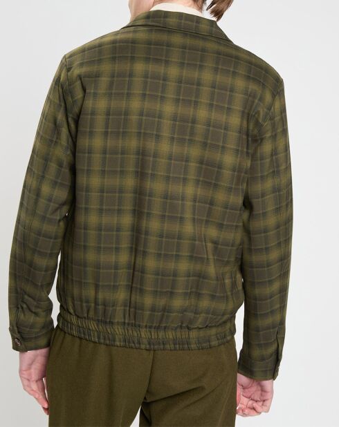Blouson court à carreaux kaki