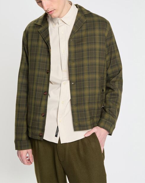 Blouson court à carreaux kaki