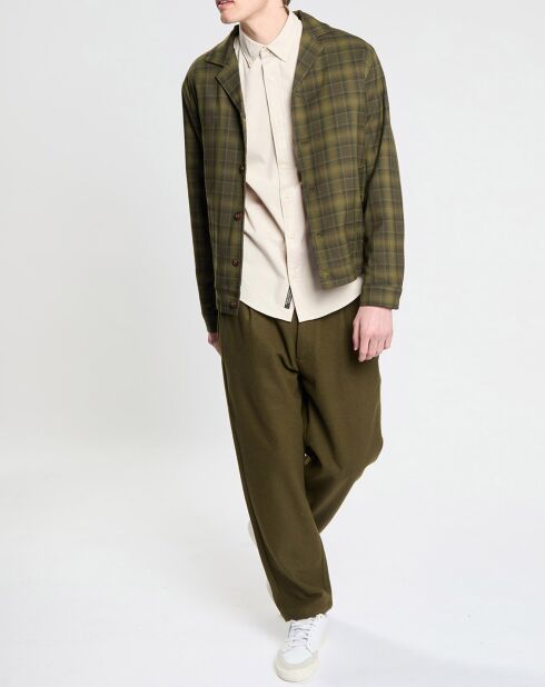 Blouson court à carreaux kaki