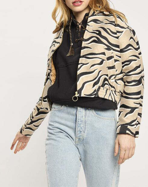 Veste courte Animal beige/noir