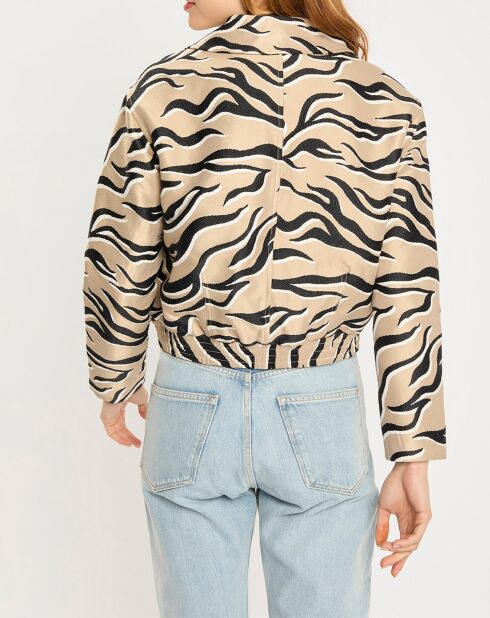 Veste courte Animal beige/noir