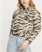 Veste courte Animal beige/noir