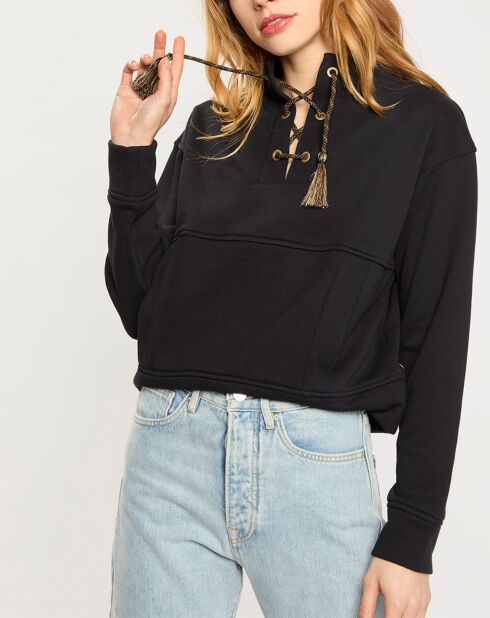 Sweat 100% Coton Bio à laçage noir