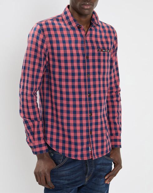 Chemise Slim Fit Delacee à carreaux rouge/bleu