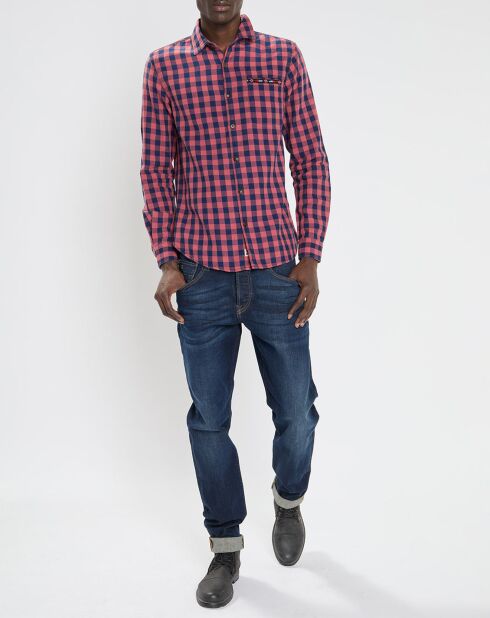 Chemise Slim Fit Delacee à carreaux rouge/bleu