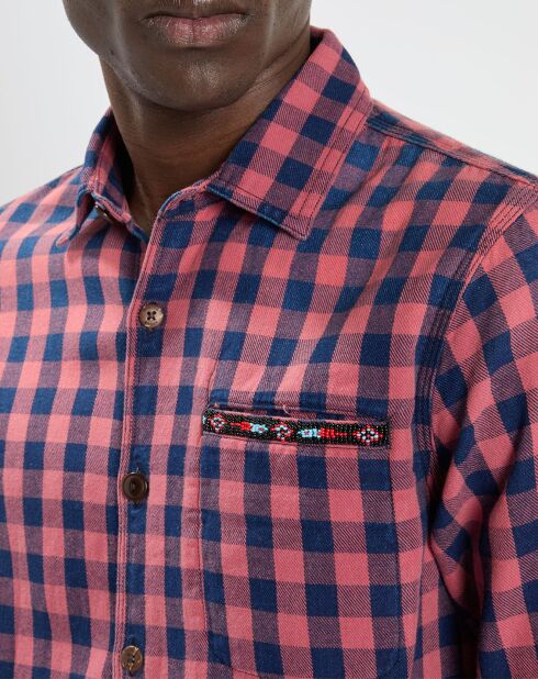 Chemise Slim Fit Delacee à carreaux rouge/bleu
