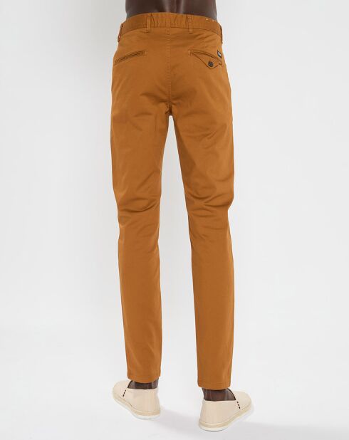 Pantalon Chino Super Slim Fit en Coton Bio mélangé Stretch camel
