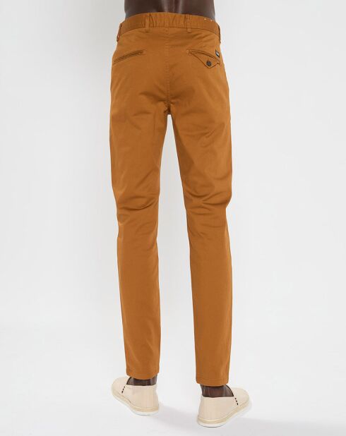 Pantalon Chino Super Slim Fit en Coton Bio mélangé Stretch camel